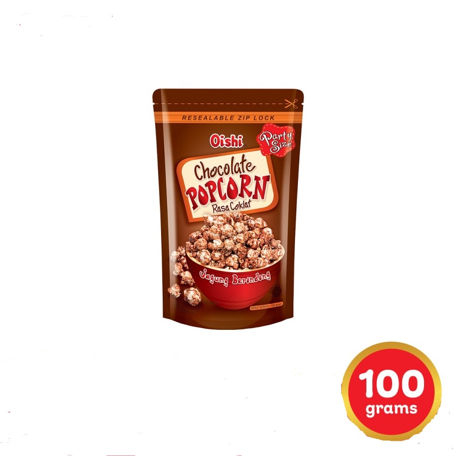 CHOCOLATE POPCORN OISHI JAGUNG BERONDONG RASA COKLAT 100GR HALAL