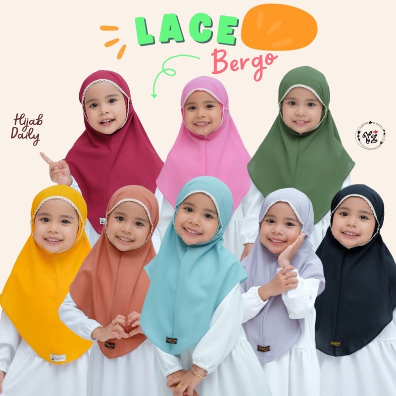 bergo Lace jilbab instan couple ibu dan anak