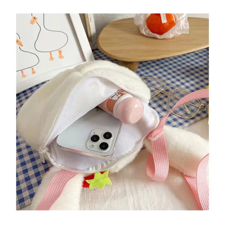 （COD)Tas selempang Madley Sling Bag Fashion Motif Kartun Karakter Hewan warna putih kelinci Anak &amp; Dewasa