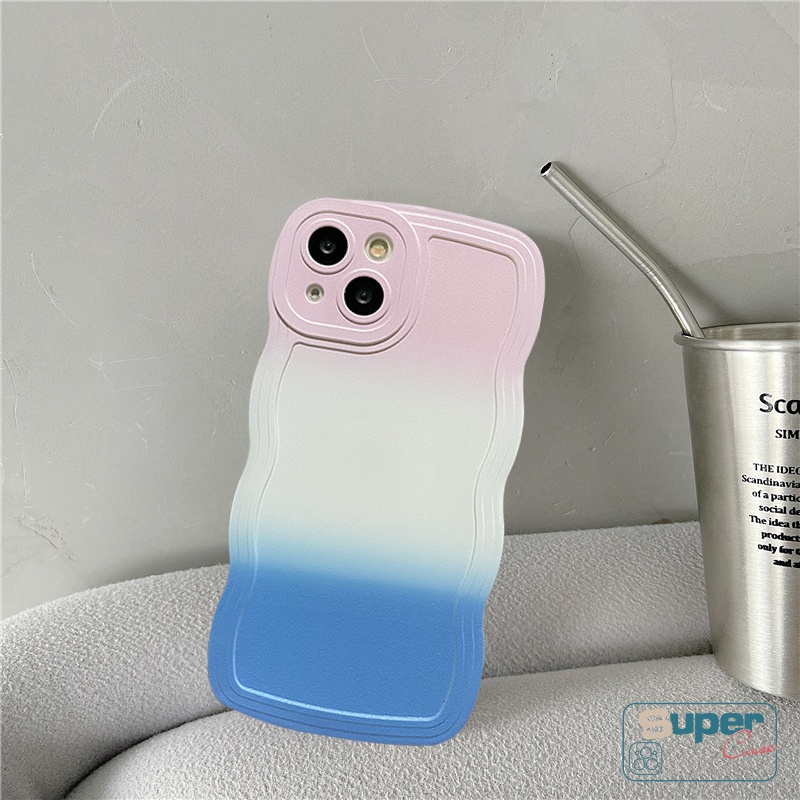 Case Oppo A17 A57 A15 A17K A77 A77s A12 A78 A54 A95 A55 A3s A16K A96 A1K A74 A76 A16 A15s Reno8T A7 A5s A16E A53 A9 A5 A16s A52 A33 A72 A35 Bingkai Bergelombang Gradasi Warna Warni Soft Cover