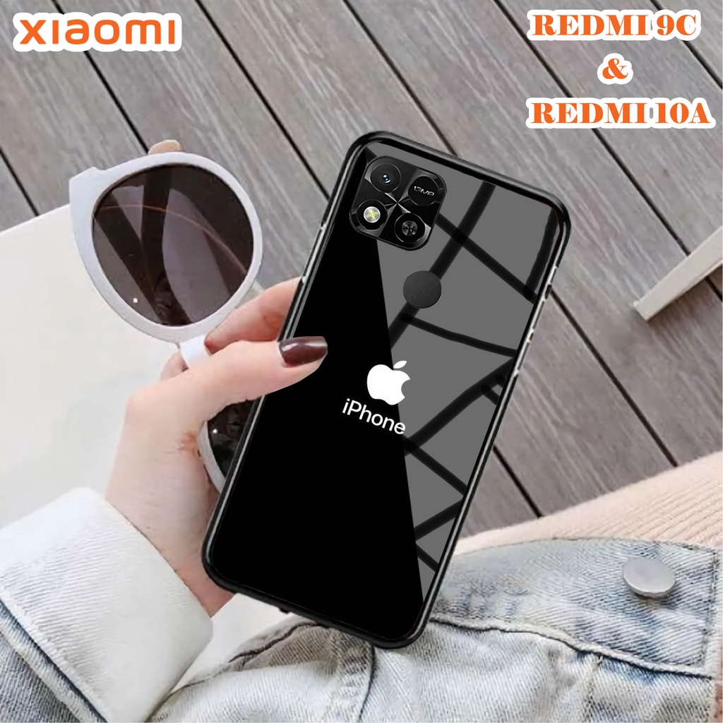 Softcase Glass Kaca REDMI 10A & REDMI 9C - Case Handphone REDMI 10A  REDMI 9C [T01].