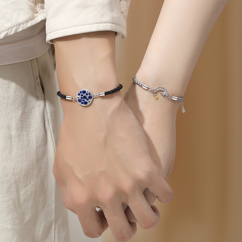 Gelang couple Sterling silver S925-Star and Moon Gelang Pasangan gelang fashion  perak asli S925 Original Arctic Deer