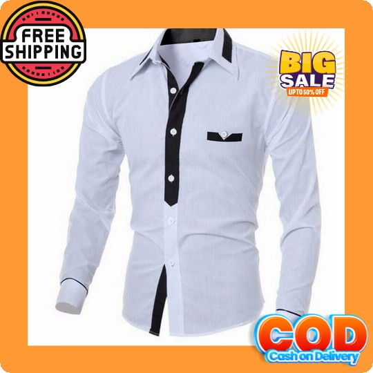 Kemeja Alisan Polos Reguler Lengan Panjang (100% Ori) Baju Kemeja Pria Formal Kantor Casual Lengan P