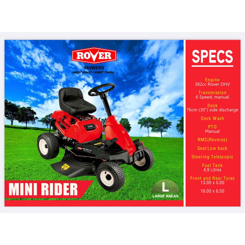 Mesin Potong Rumput Mobil ROVER MINI RIDER 30&quot; / Ride on Mower Mini Raider 30 inch - Mesin Potong Rumput Mobil ROVER