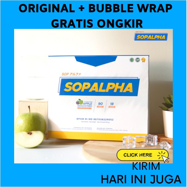 

SOP ALPHA BIOBOOST SOPALPHA ORIGINAL Suplement Kesehatan 1 BOX ISI 18 SACHET HALAL & BPOM ready