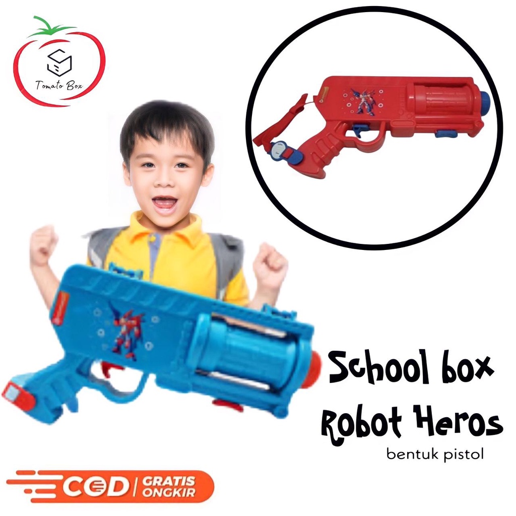 Tempat Makan Anak Pistol/Despicable Me School Box Technoplast/Lunch Box Unik/robot heros