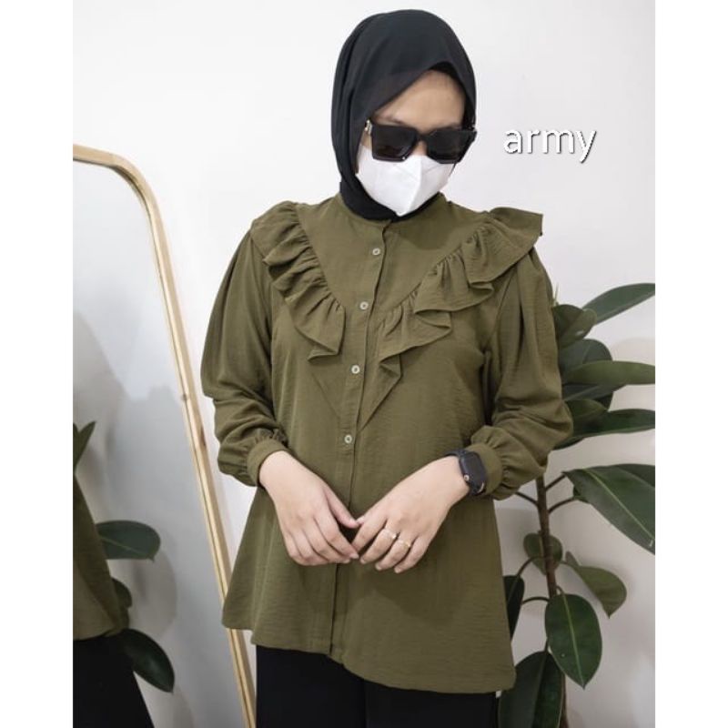Cala blouse crinkle atasan kemeja top crinkle premium