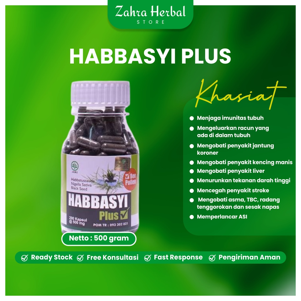 Habatusauda Habbatussauda Habbasyi Plus Pegagan dan Bee Polen 200 Kapsul Obat Herbal Ampuh, Suplemen