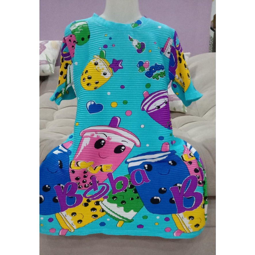 TERBARU DRESS TURUN NAIK MOTIF BOBA VIRAL TIKTOK  Dress Anak 3-8 THN Tahun Baju Turun Naik lagi vira