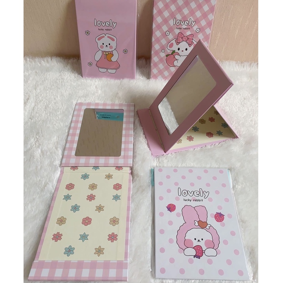 CERMIN KACA RIAS LIPAT PORTBALE ANEKA MOTIF &amp; UKURAN / CERMIN RIAS BUKU LIPAT KOREA / KACA ALBUM