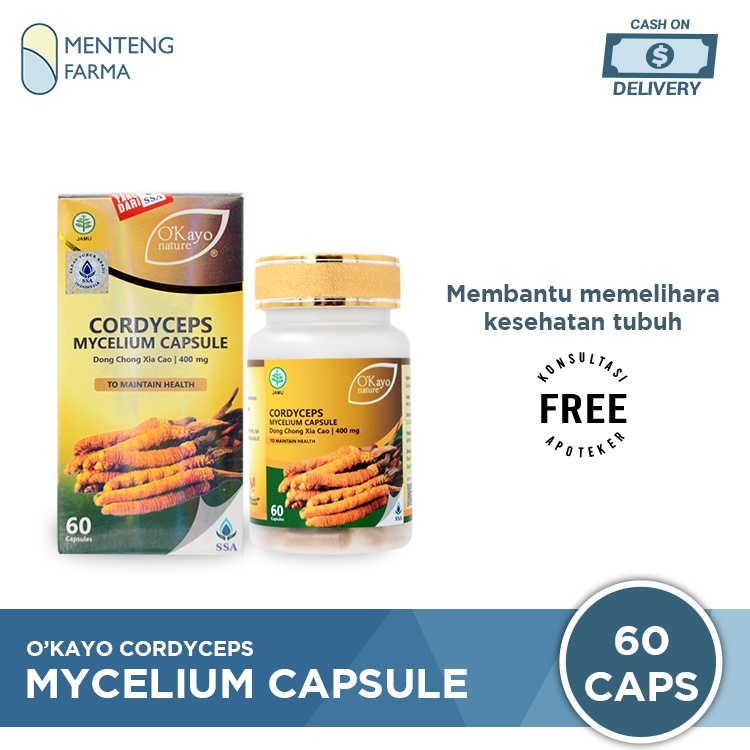 O'Kayo Nature Cordyceps Mycelium Capsule (Dong Chong Xia Cao) - Suplemen Kesehatan Paru dan Ginjal