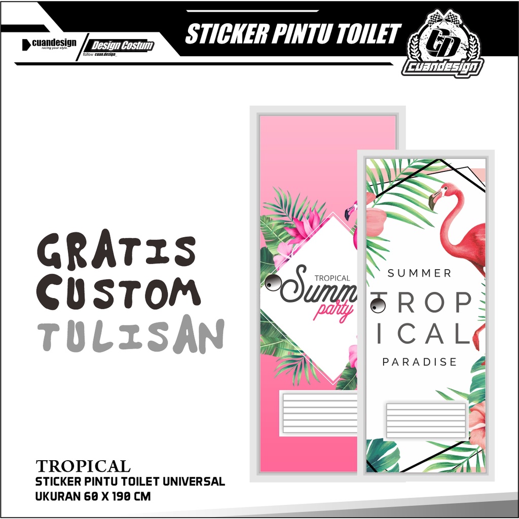 STICKER PINTU KAMAR MANDI STIKER KAMAR MANDI MOTIF FLAMINGGO