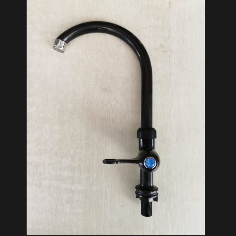 Kran Angsa Cuci Piring Tancap Hitam / Kran Angsa Tanam PVC Plastik