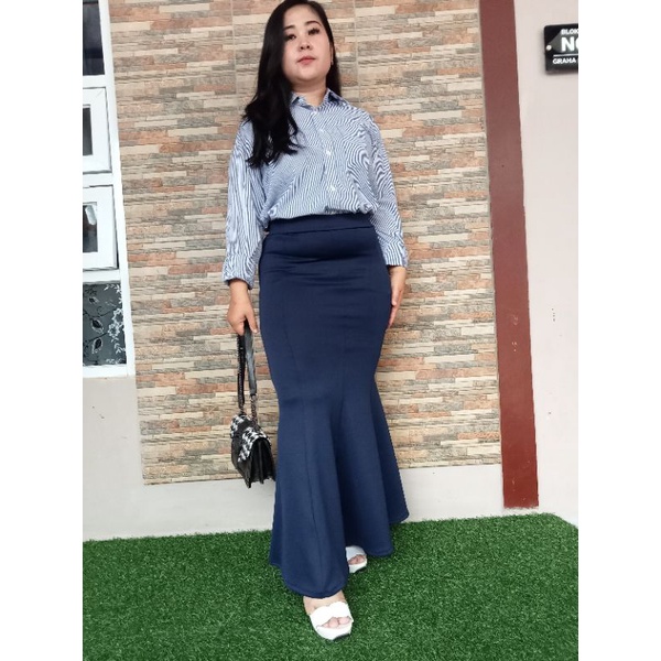 3A Fashion - Rok Duyung High Waist Scuba Premium Pinggang Full Karet