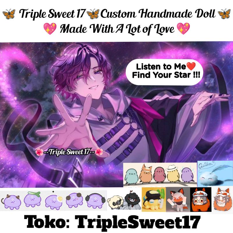 TripleSweet17 Uki Violeta Stargazers Custom Handmade by TripleSweet17 Ukiverse boneka plushie doll g