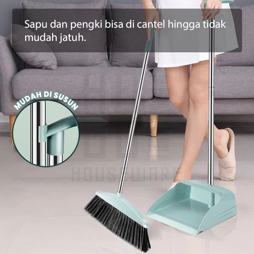 HUGO Broom Set Dustpan Set Sapu Pengki Alat Pembersih Praktis Minty