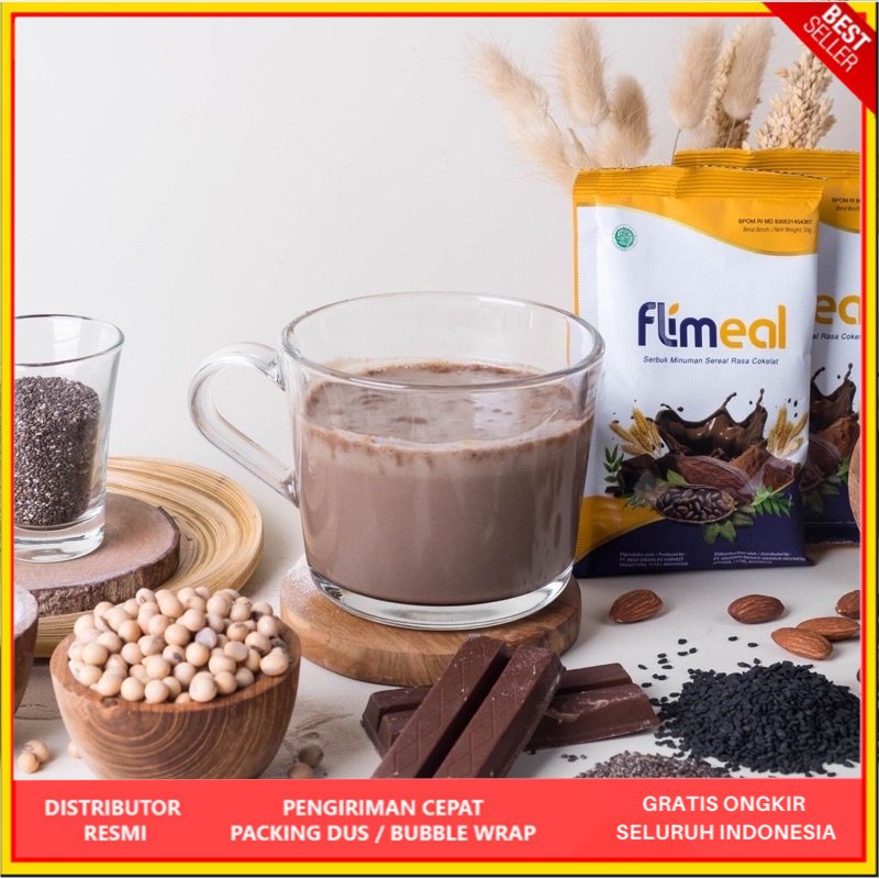 

Flimeal Sereal Susu Diet Rasa Coklat Pengganti Makan isi 12 Sachet dari Flimty Fiber Original