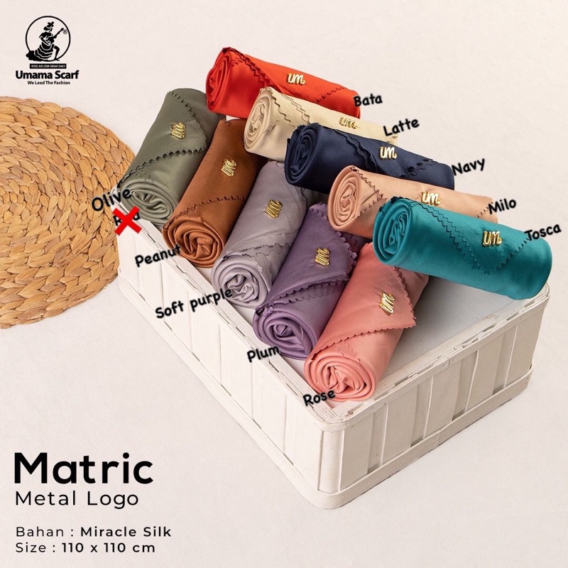 SEGIEMPAT MATRIC METAL LOGO UMAMA SCARF / SQUARE POLOS VOAL MURAH PLAT BESI