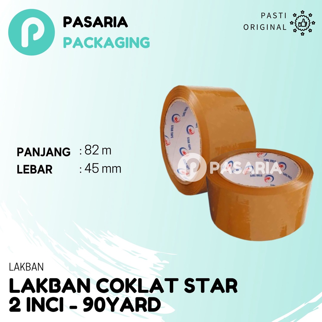 

LAKBAN COKLAT 2inch 90 yard (82m) Star Tape OPP TAPE 2 inci/45mm 82 m