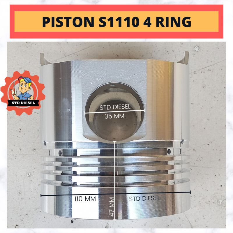 PISTON S1110 ZS1110 4 RING 4 R SEKER SEHER 20 HP PK DIESEL ENGINE