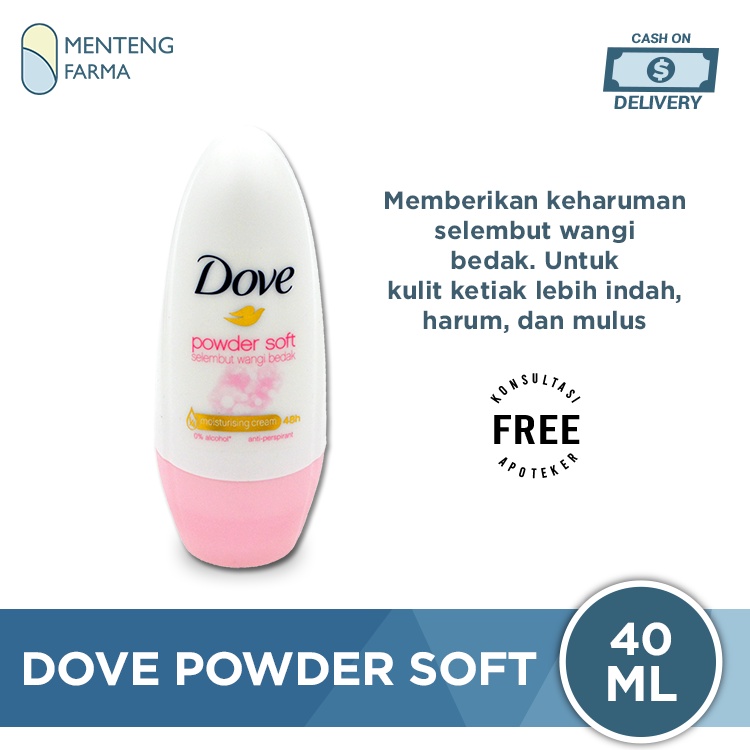 Dove Deodorant Roll On Powder Soft 40 ML - Kesegaran Wangi Bedak 48 Jam