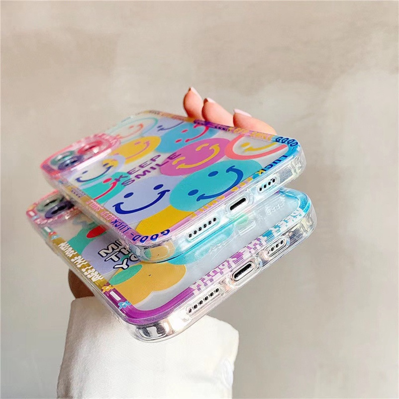 Casing for iPhone 14 13 12 11 Pro Max SE 2020 XR X XS Max iPhone 7 8 6 6s Plus 7P 8P SE 2020 Small fresh Flower Phone Case Transparent Soft Silicone Four Corners Anti-fall Protection Back Cover