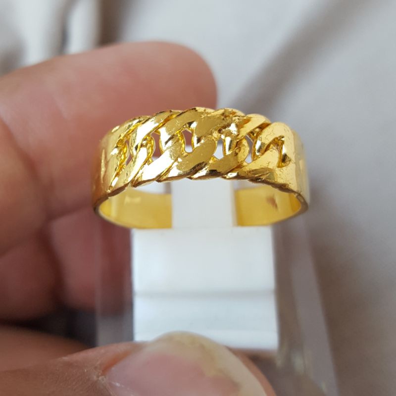 Cincin Lapis Emas Model Rantai Double