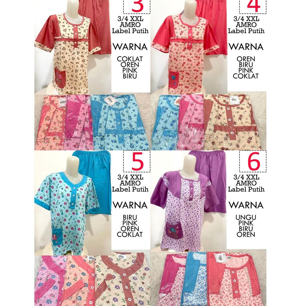 Babydoll 3/4 Jumbo XXL AMRO Label Putih Piyama Baju Tidur Jumbo Baby Doll Wanita BUSUI ◦ BW.18Oc22ž