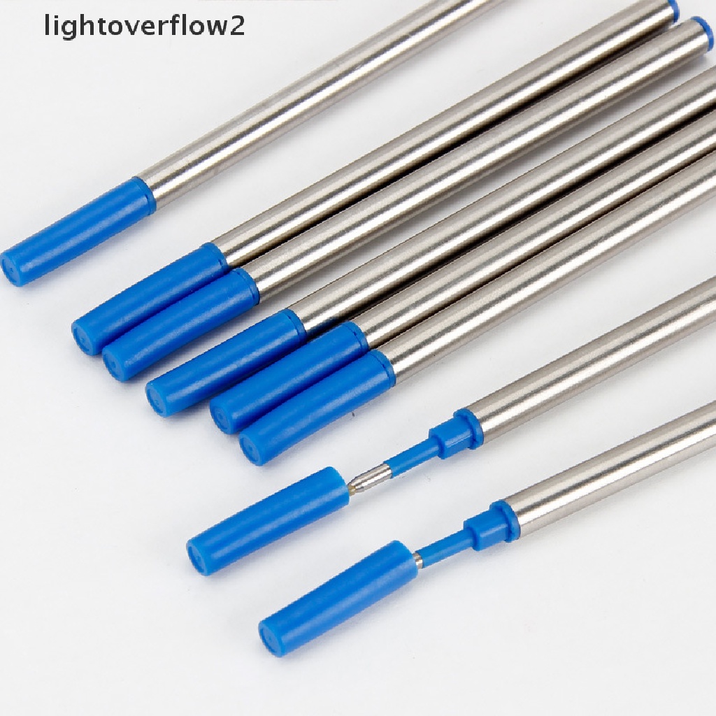 (lightoverflow2) 5pcs Refill Pulpen Tinta Gel Biru Bahan Metal