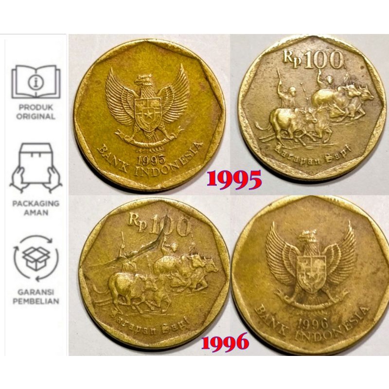 Uang Logam Kuning Uang 100 Rupiah Karapan Sapi Uang Kepingan Kuno Jadul Lawas