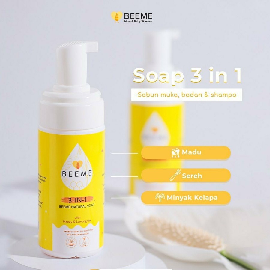 Beeme Natural Soap 3 - IN - 1 with Honey &amp; Lemongrass