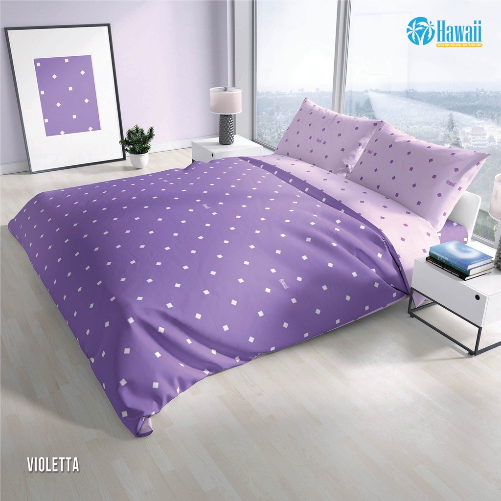 Bed Cover Set Hawaii Motif Violeta - 180x200x20cm / Bedcover Hawaii / Bed cover BISA COD
