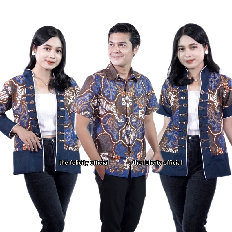 felicitybatik - Bolero Blazer Blouse Wanita Batik Couple Seragam Atasan Hem Pria nutella
