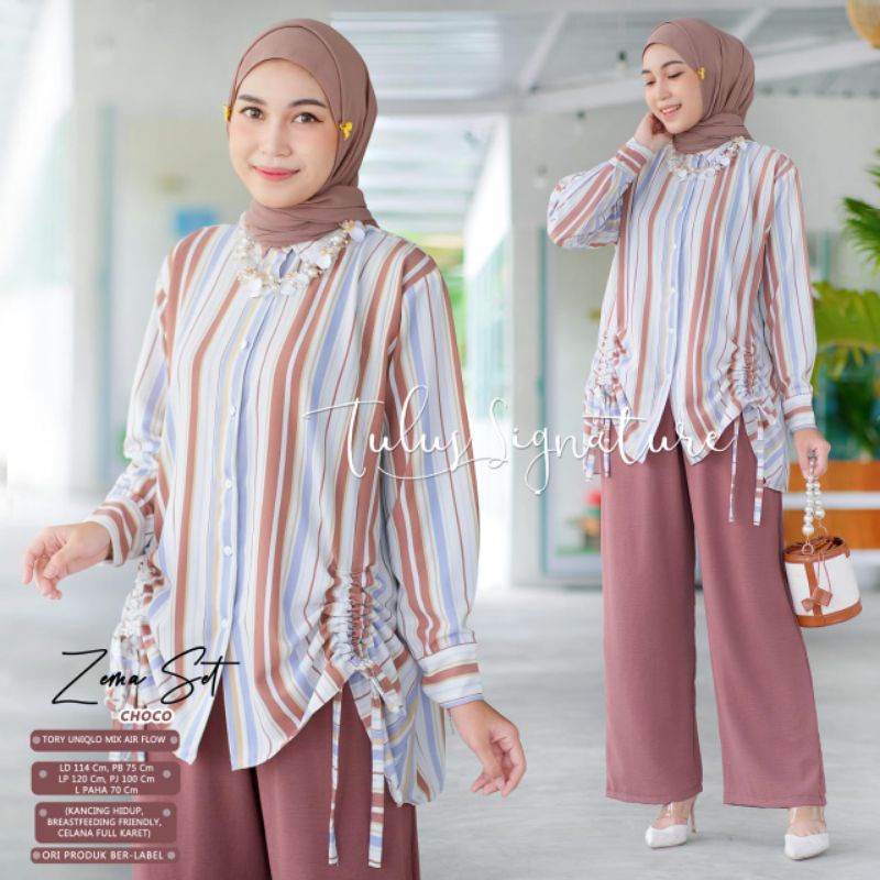 ZEMA SET BY TULUS SIGNATURE / ONESET WANITA MUSLIMAH / Setelan celana LD114