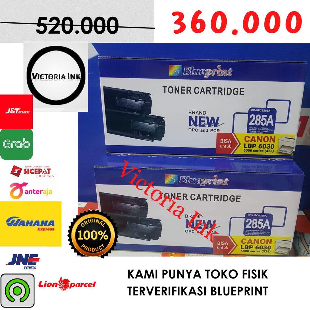 Toner Catridge HP 85A Laserjet BLUEPRINT BP-HP285A - Hitam Compatible Toner HP 85A Toner Blueprint 285A Toner LBP6030 LPB6000 Hp P1100 P1102 P1103 Toner hp 285A Compatible P1109W M1132 M1212 M1214 M1217