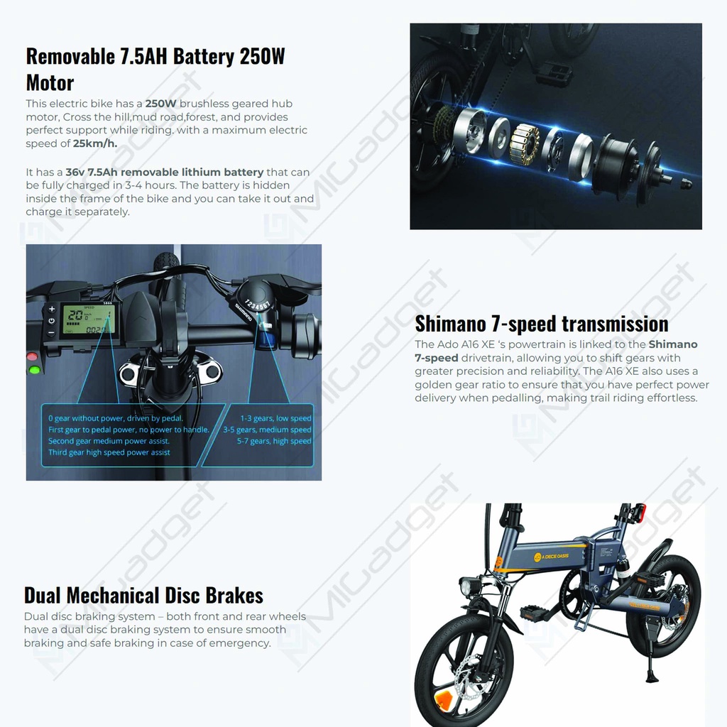 Sepeda Listrik Lipat E Bike ADO A16 XE Folding Electric Bike