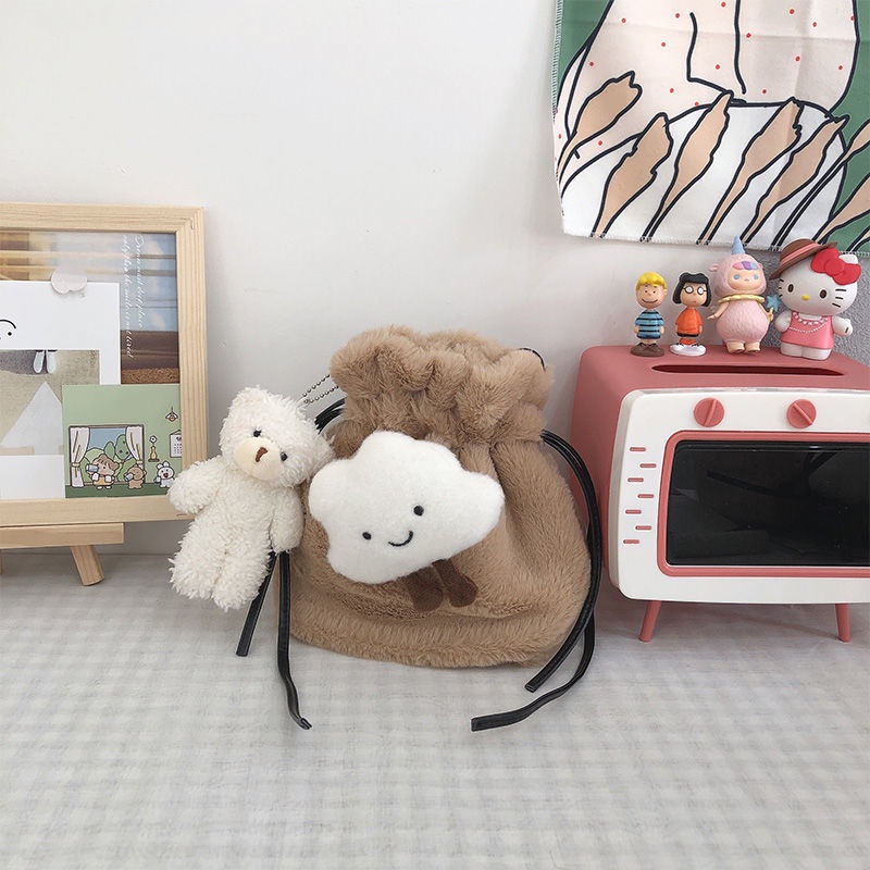 ♗Sera Net Merah Lucu Mewah Kecil Tas Wanita Messenger Tas Trendi Musim Gugur dan Musim Dingin Baru Gadis Jepang Lembut Gadis Tas Bahu Wanita