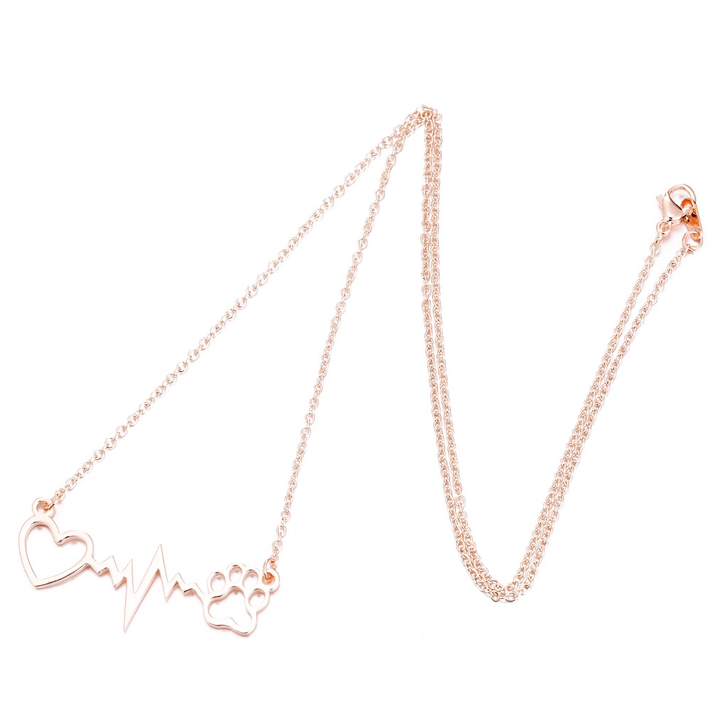 2022 Kalung Rantai Liontin Bentuk Hati ECG Petir Beruang Untuk Wanita