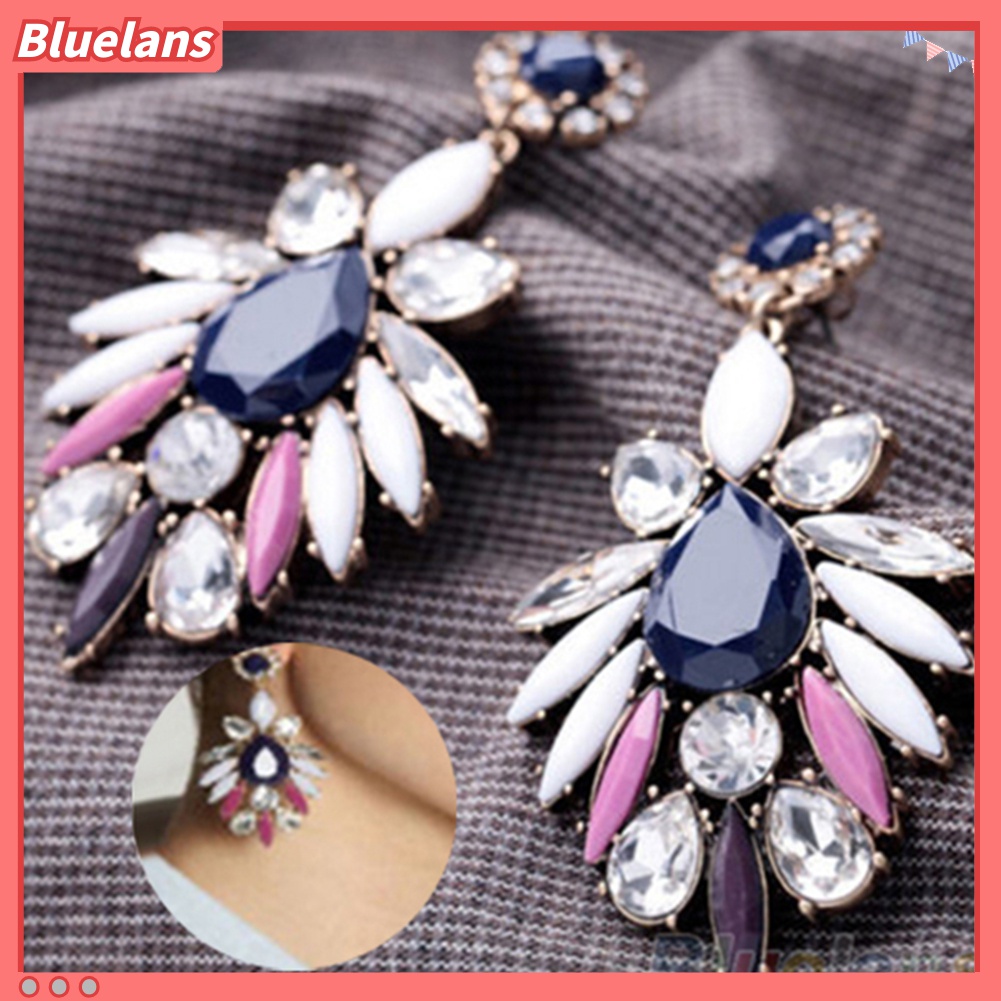 Anting Stud Juntai Aksen Berlian Imitasi Untuk Wanita