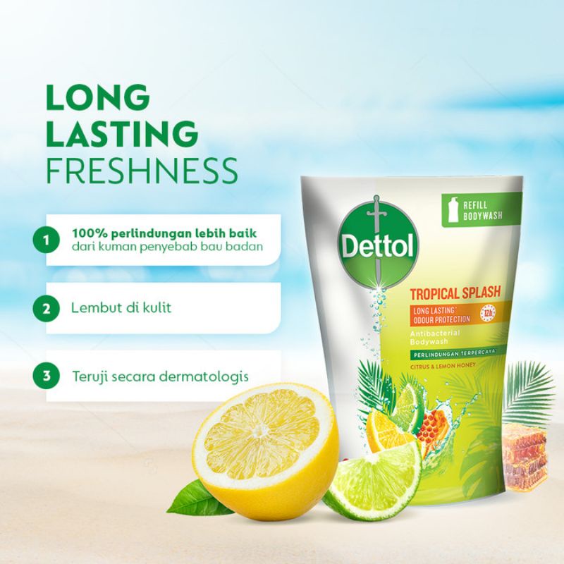 Dettol Sabun Mandi Cair Anti Bakteri 410 ml Fresh Citrus / Cool / Lasting 410gr Refill 410ml