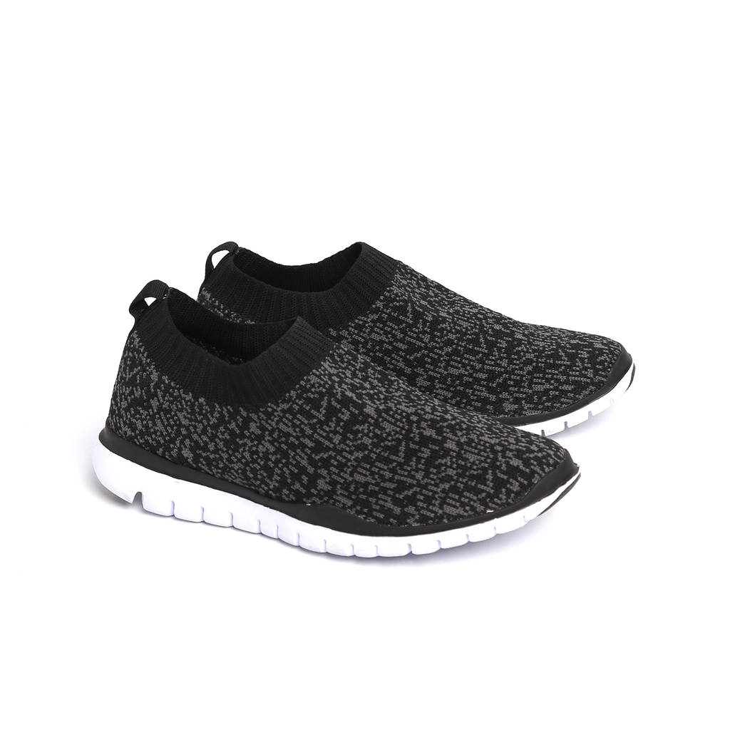 BFLY Sepatu Snekaers Slip On Pria Unisex Casual Sporty Knit JAGER 2 BLACK WHITE GREY Original [Free 