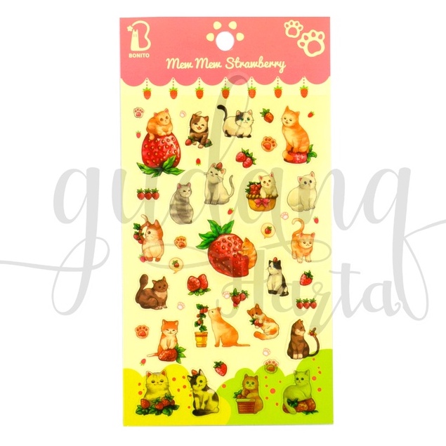 Stiker Mew Mew Strawberry Sticker Motif Kucing Dan Buah DIY Scarpbook GH 303089