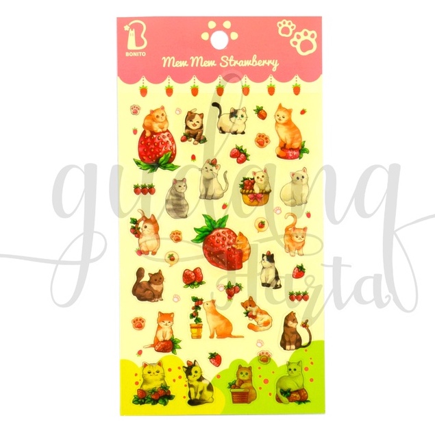 Stiker Mew Mew Strawberry Sticker Motif Kucing Dan Buah DIY Scarpbook GH 303089