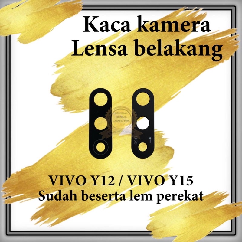 Kaca Lensa Kamera Belakang Vivo Y12 / 2019 / Y15 / Y17 2019 Sudah Sama Lem Black