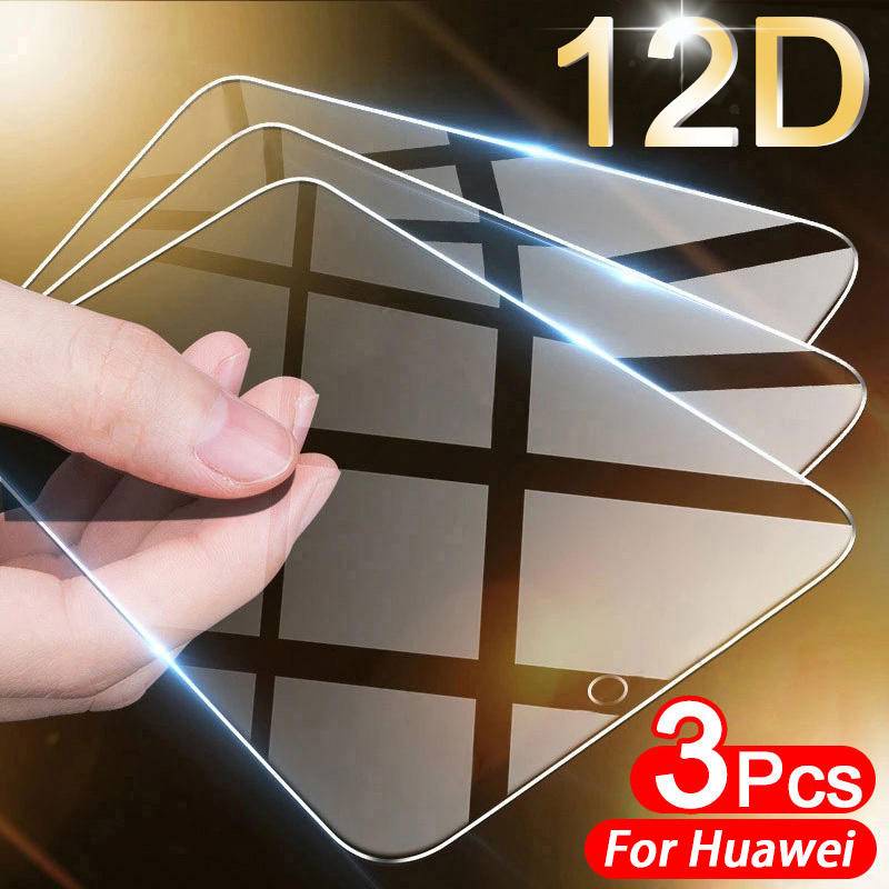 3pcs Tempered Glass Pelindung Layar Untuk Huawei P50 P40 P30 P20 Pro Lite E P Smart S Z T 2019 2020 2021