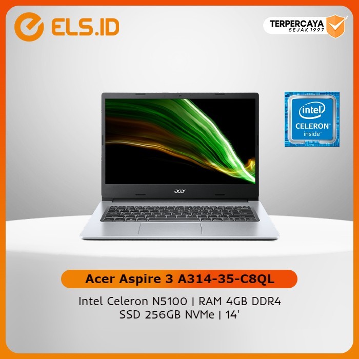 Acer Aspire 3 A314-35-C8QL - Silver [Celeron N5100-4GB-SSD 256GB]