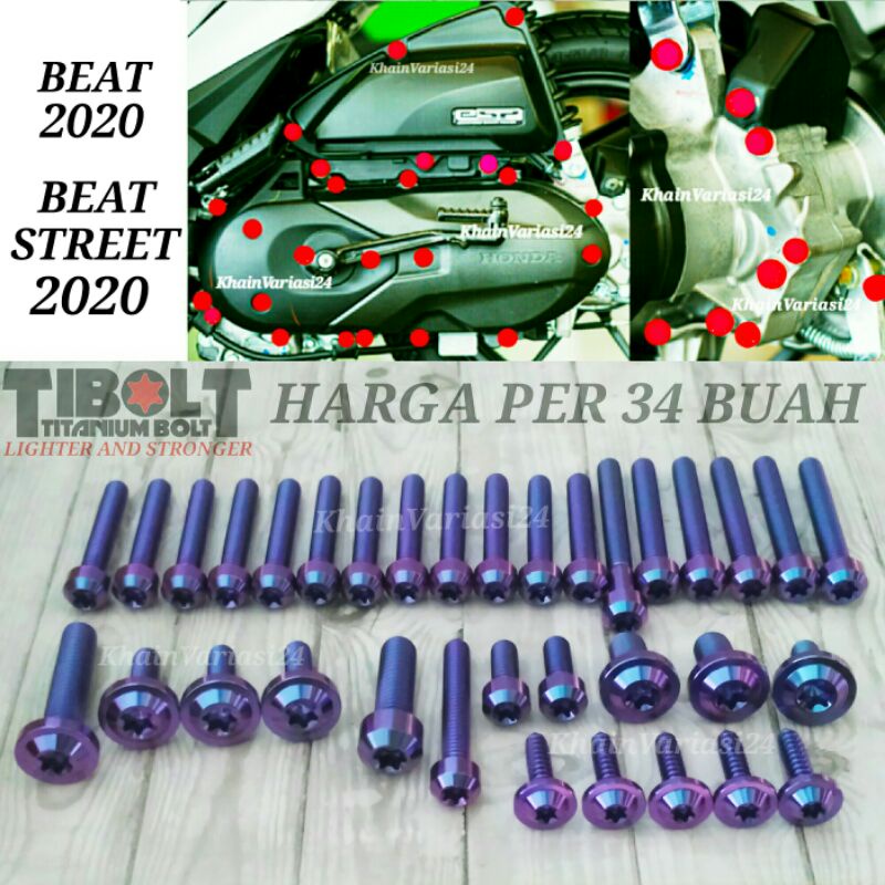 Baut Titanium gr5 blok cvt crankcase box filter Genio Beat 2020 deluxe new scoopy 2020 Beat street 2