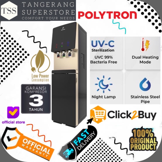 POLYTRON DISPENSER GALON BAWAH PWC-778 UV PWC778 UV HYDRA UV-C VIRUS KILLER TECHNOLOGY BOTTOM LOADIN
