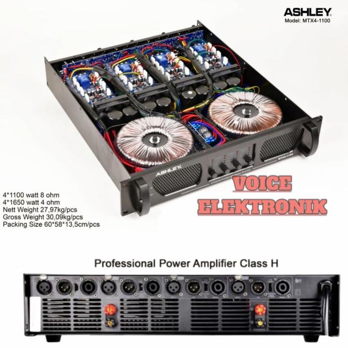 Power Ashley Mtx4 -1100 Original Power Amplifier 4 Channel -