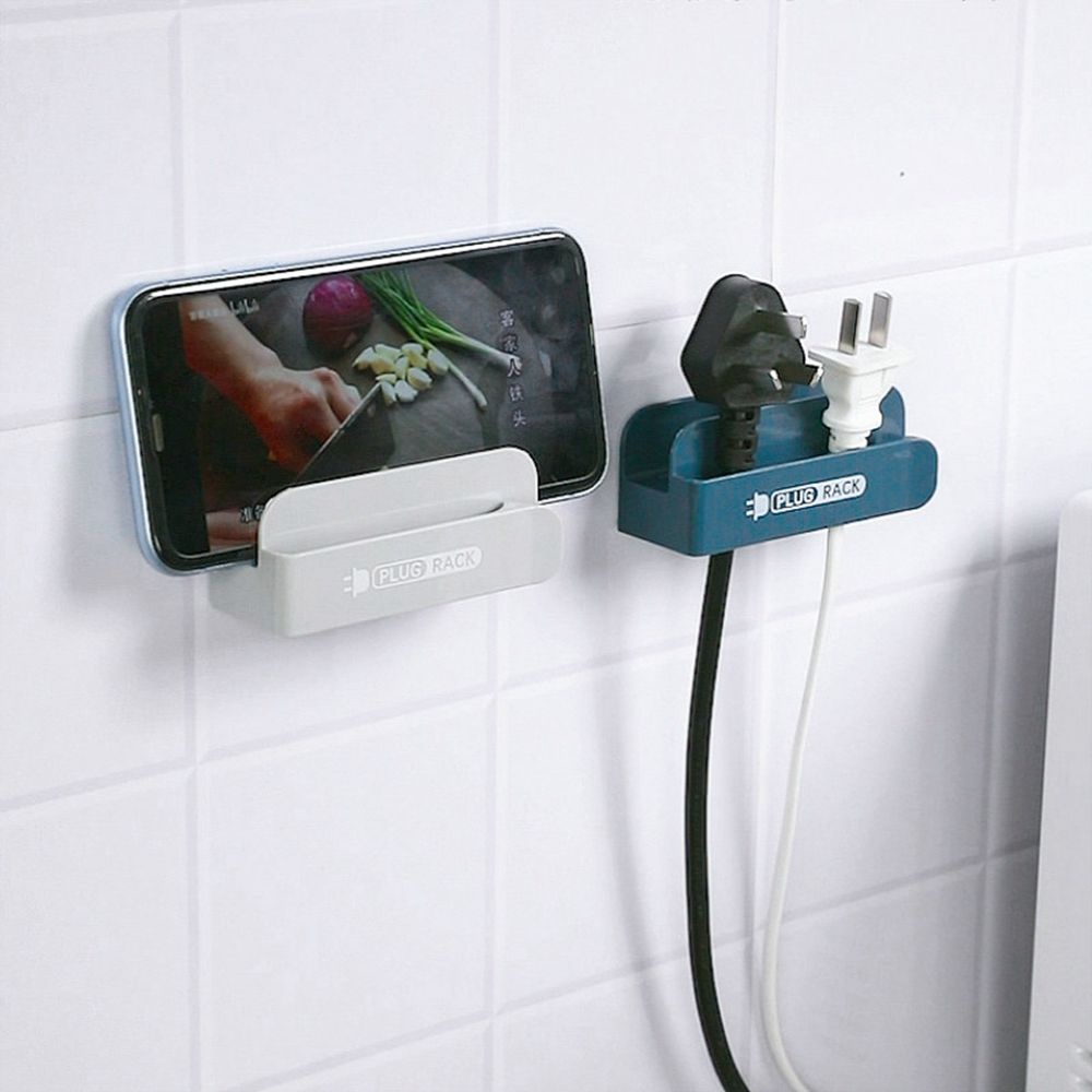 Holder Hp Dinding Gantungan Colokan Hanger Kabel Plug Cable Organizer Cas Charger Power Plug Rack Listrik 2in1